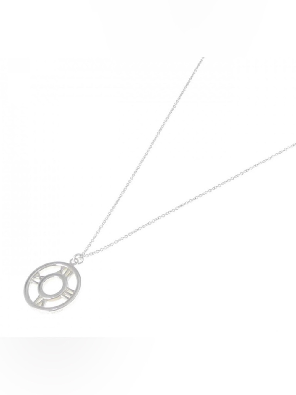 [Tiffany & Co.] Atlas Opan Medallion Clock Roman Numeral Chain Necklace Silver - Picture 5 of 16